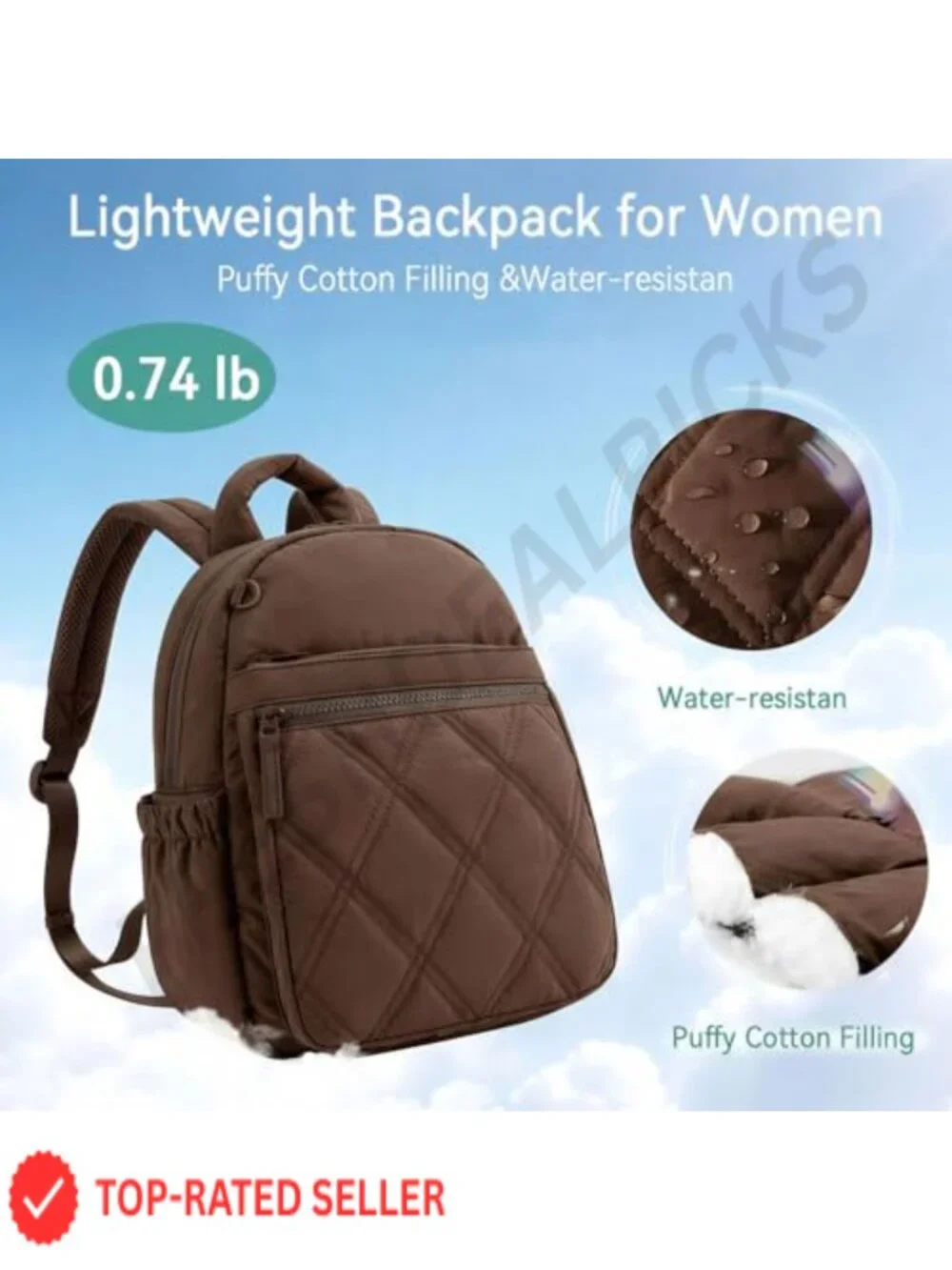 Quilted Puffer Mini Backpack for Women Nylon Padded Daypack Travel Bookbag